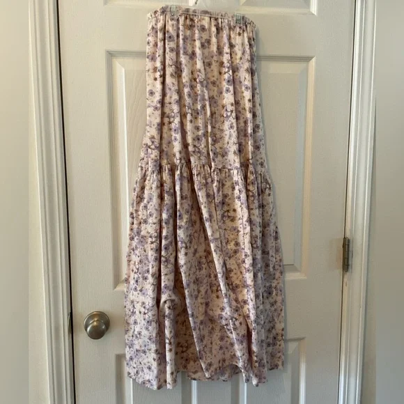 H&M Lin Melange Womens XS Multi-Color Floral Ballerina Length Skirt - Picture 2 of 9
